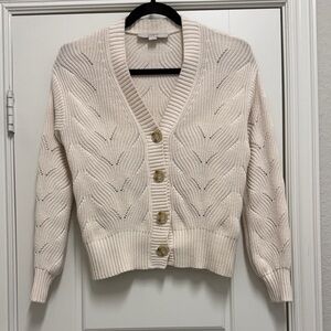 Loft Cream Knit Women's V-Neck Sweater